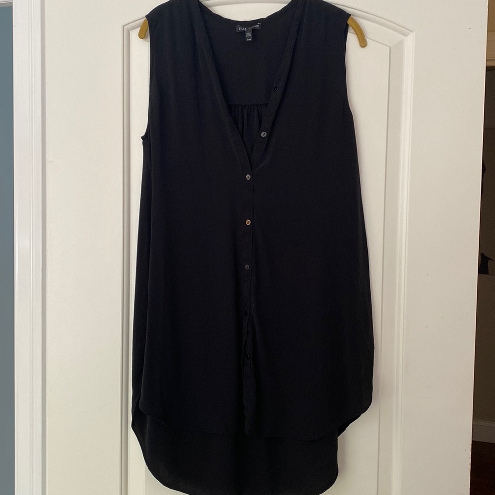 Eileen fisher black button down tunic